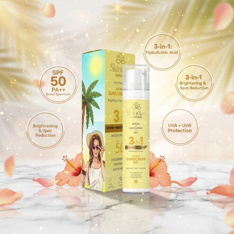 Skindae 3-in-1 Hybrid Sunscreen Gel SPF 50 | No White Cast | All Skin Types